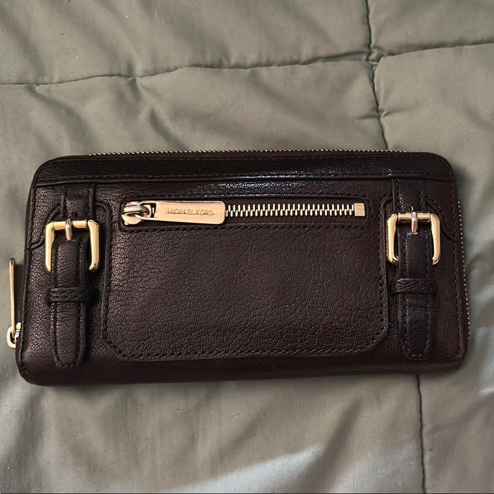 Michael Kors Brown and Gold Leather Wallet